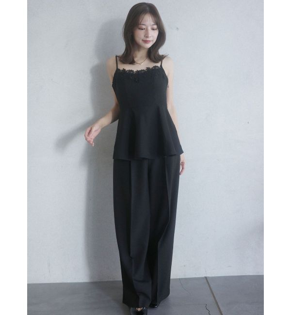 LAGUNAMOON「シンプルウエストデザインワイドパンツ」|その他|ブラック