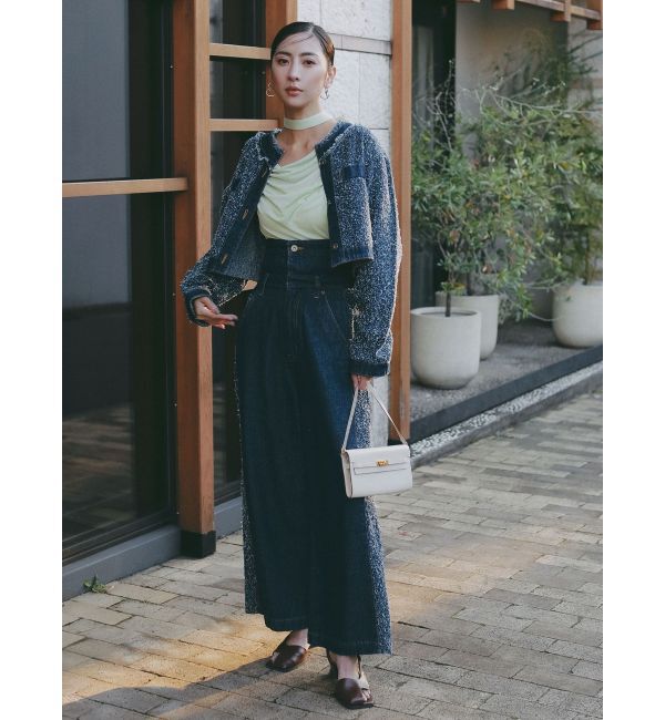 LAGUNAMOON「ハイウエストラインディティールデニムパンツ」|デニム|