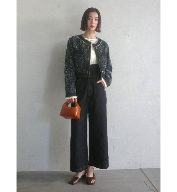 LAGUNAMOON「ハイウエストラインディティールデニムパンツ」|デニム|