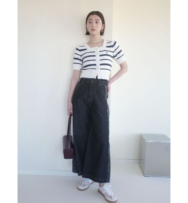 LAGUNAMOON「ハイウエストラインディティールデニムパンツ」|デニム|
