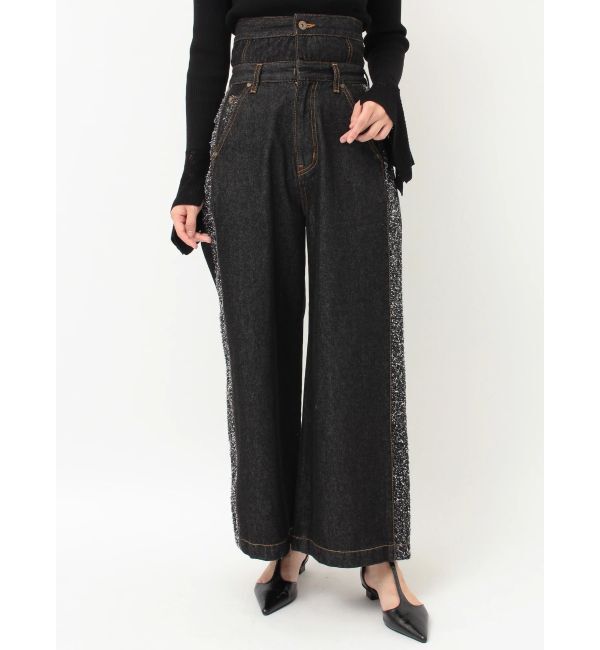 LAGUNAMOON「ハイウエストラインディティールデニムパンツ」|デニム|