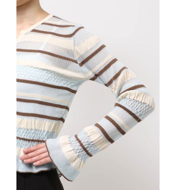 LAGUNAMOON「シアーボーダーカーデプルオーバー」|ニット・セーター|