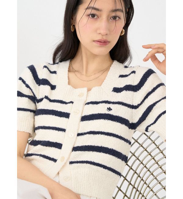 LAGUNAMOON「【POLO BCSコラボ】ブークレヤーンハーフスリーブコンパクトニットカーディガン」|ニット・セーター|