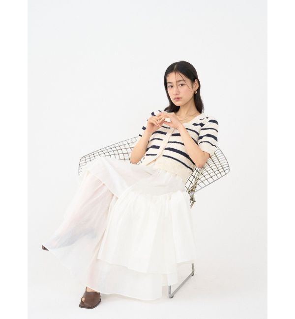 LAGUNAMOON「【POLO BCSコラボ】ブークレヤーンハーフスリーブコンパクトニットカーディガン」|ニット・セーター|