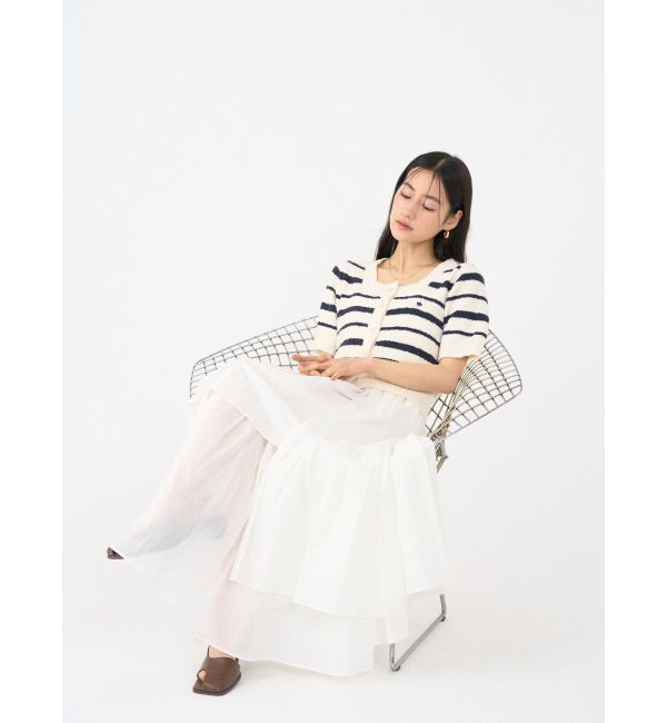 LAGUNAMOON「【POLO BCSコラボ】ブークレヤーンハーフスリーブコンパクトニットカーディガン」|ニット・セーター|