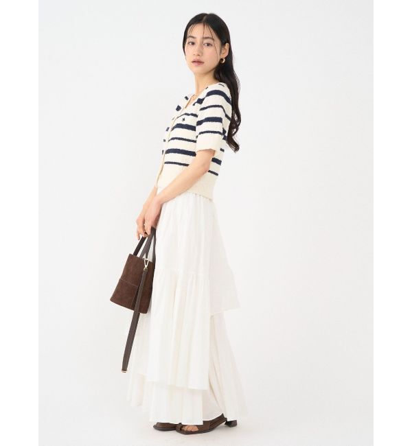 LAGUNAMOON「【POLO BCSコラボ】ブークレヤーンハーフスリーブコンパクトニットカーディガン」|ニット・セーター|