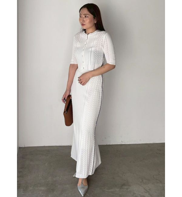 LAGUNAMOON「バイカラーサイドラインレースニットセットアップ」|ワンピース|