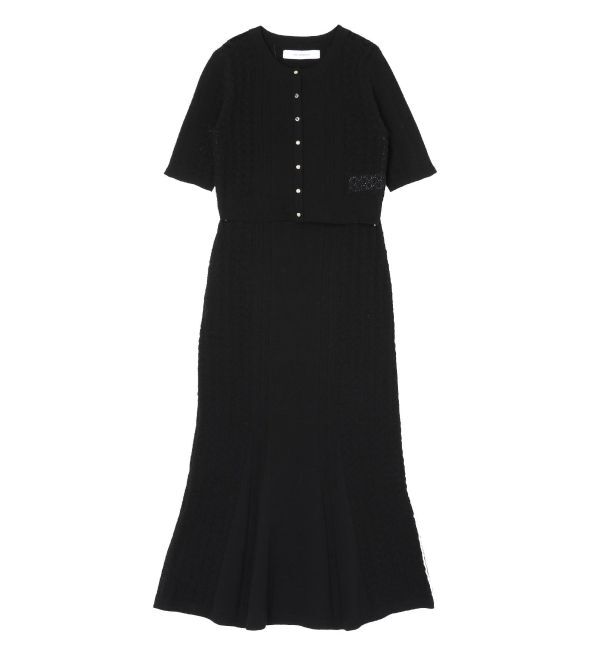 LAGUNAMOON「バイカラーサイドラインレースニットセットアップ」|ワンピース|