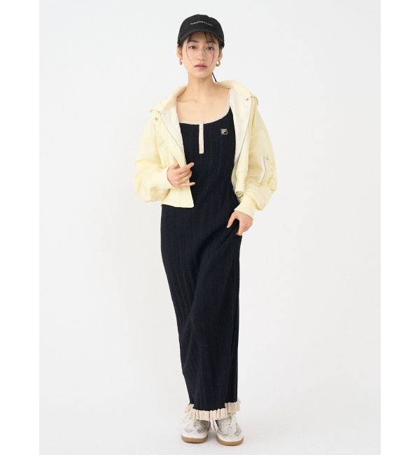 LAGUNAMOON「【FILA別注】ドライタッチバイカラーフリルデザインノースリーブニットワンピース」|ワンピース|