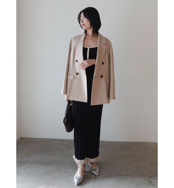 LAGUNAMOON「【FILA別注】ドライタッチバイカラーフリルデザインノースリーブニットワンピース」|ワンピース|