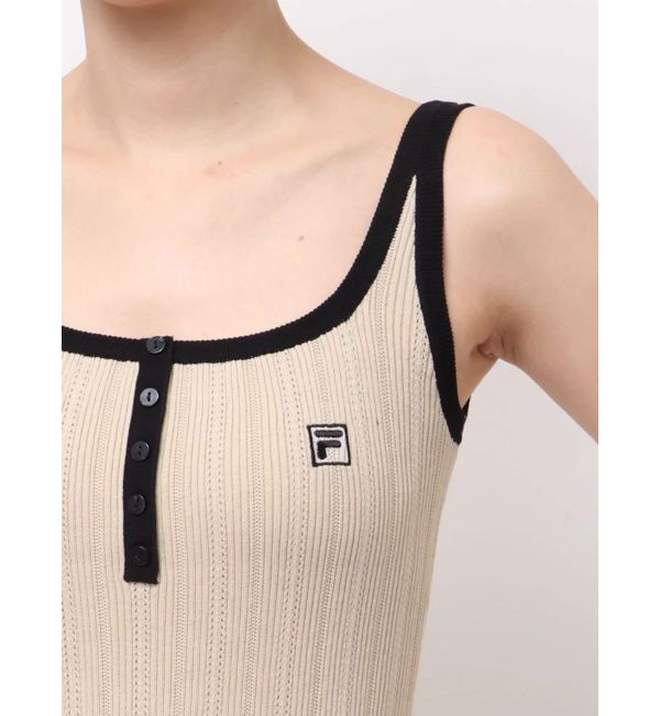 LAGUNAMOON「【FILA別注】ドライタッチバイカラーフリルデザインノースリーブニットワンピース」|ワンピース|