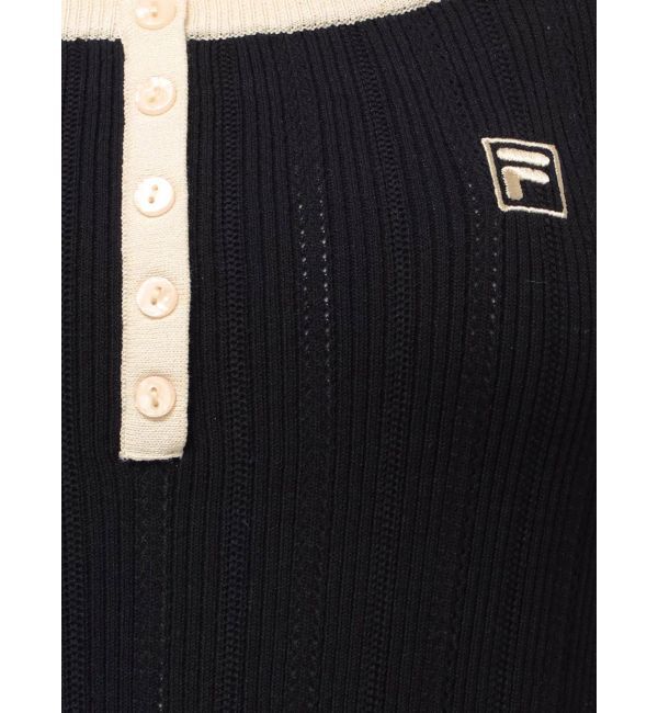 LAGUNAMOON「【FILA別注】ドライタッチバイカラーフリルデザインノースリーブニットワンピース」|ワンピース|