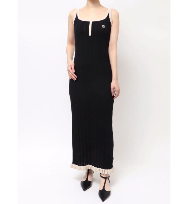 LAGUNAMOON「【FILA別注】ドライタッチバイカラーフリルデザインノースリーブニットワンピース」|ワンピース|