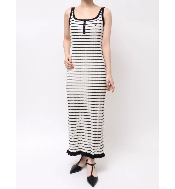 LAGUNAMOON「【FILA別注】ドライタッチバイカラーフリルデザインノースリーブニットワンピース」|ワンピース|