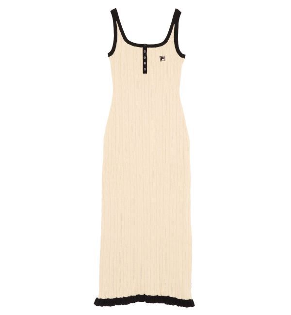 LAGUNAMOON「【FILA別注】ドライタッチバイカラーフリルデザインノースリーブニットワンピース」|ワンピース|