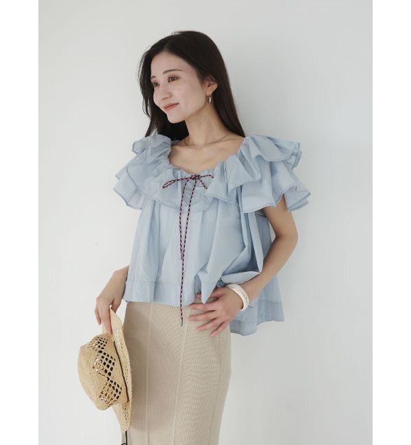 LAGUNAMOON「【FILA別注】フリルオフショルブラウス」|シャツ・ブラウス|