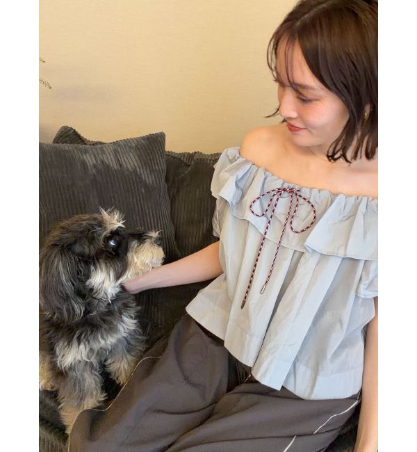 LAGUNAMOON「【FILA別注】フリルオフショルブラウス」|シャツ・ブラウス|