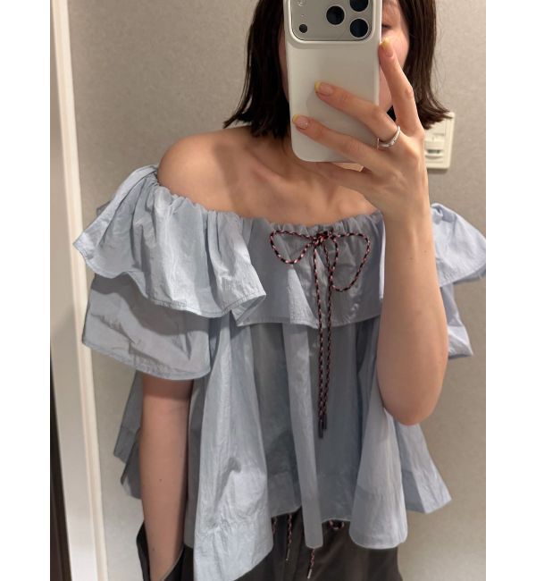 LAGUNAMOON「【FILA別注】フリルオフショルブラウス」|シャツ・ブラウス|