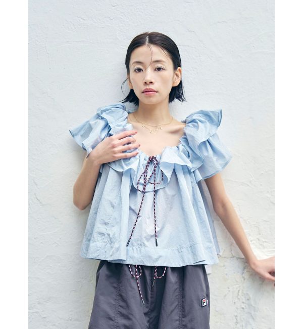 LAGUNAMOON「【FILA別注】フリルオフショルブラウス」|シャツ・ブラウス|
