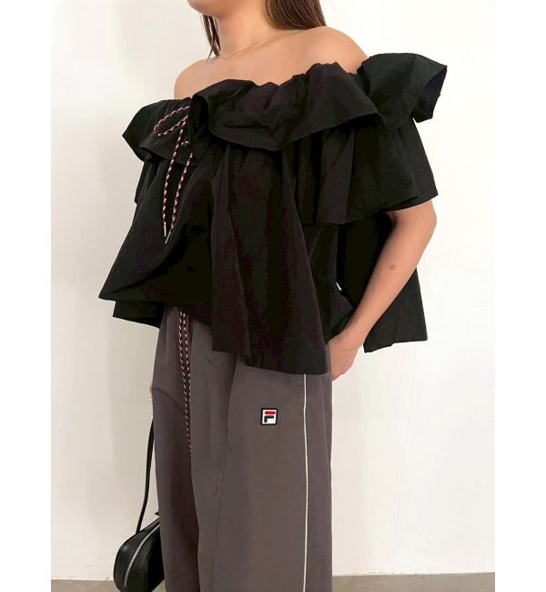 LAGUNAMOON「【FILA別注】フリルオフショルブラウス」|シャツ・ブラウス|