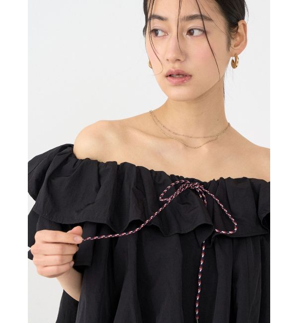 LAGUNAMOON「【FILA別注】フリルオフショルブラウス」|シャツ・ブラウス|