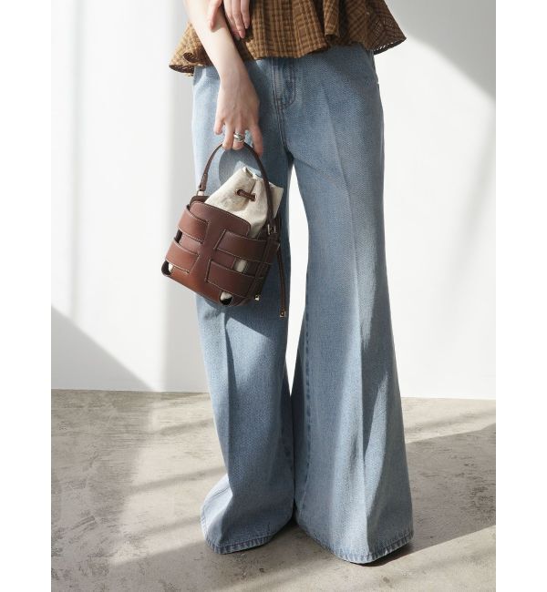 LAGUNAMOON「センタープレスワイドフレアデニムパンツ」|デニム|
