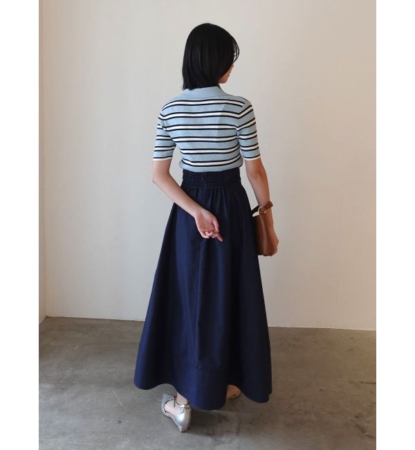 LAGUNAMOON「ヘムレイヤードビッグカラーポロニットプルオーバー」|ニット・セーター|