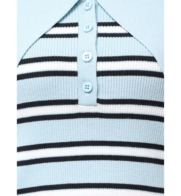 LAGUNAMOON「ヘムレイヤードビッグカラーポロニットプルオーバー」|ニット・セーター|