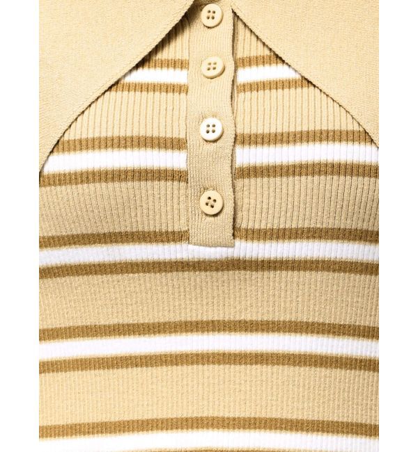 LAGUNAMOON「ヘムレイヤードビッグカラーポロニットプルオーバー」|ニット・セーター|