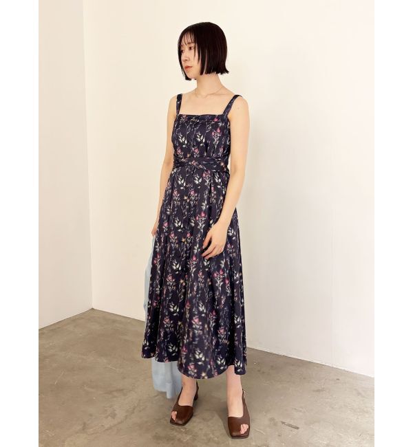 LAGUNAMOON「フロントボタンデザインフロ-ラルプリントサテンキャミワンピース」|ワンピース|
