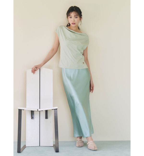 LAGUNAMOON「【接触冷感】オフショルドレープカットトップス」|Tシャツ・カットソー|