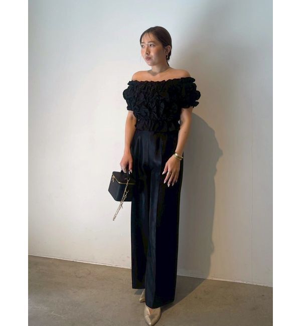 LAGUNAMOON「LADYシャーリングブラウスパンツドレス」|ドレス|ブラック