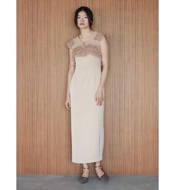 LAGUNAMOON「LADYミックステクスチャーボレロキャミワンピース」|ワンピース|ベージュ