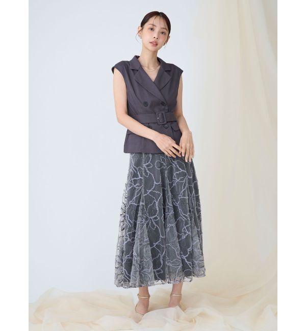 LAGUNAMOON「LADYベストセットフラワーチュールフレアスカート」|ワンピース|