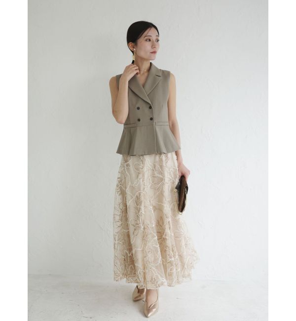 LAGUNAMOON「LADYベストセットフラワーチュールフレアスカート」|ワンピース|