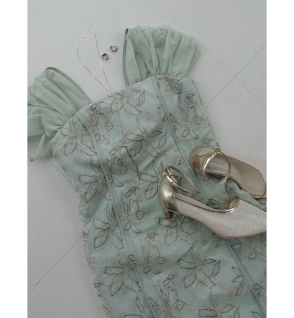 LAGUNAMOON「LADYラメフェザーエンブロイダリードレス」|ワンピース|