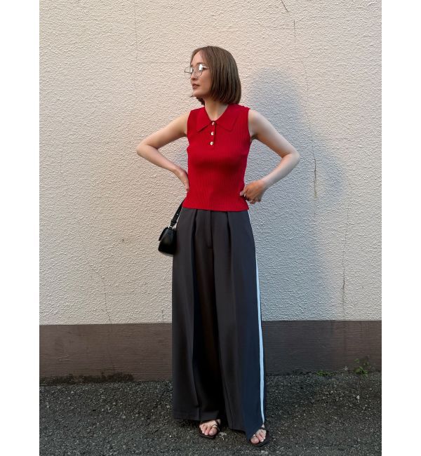 LAGUNAMOON「シャツカラーノースリニットプルオーバー」|ニット・セーター|