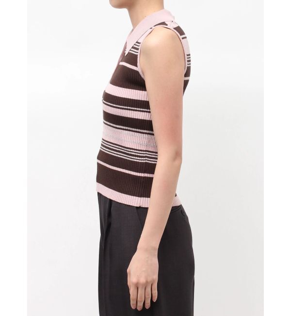 LAGUNAMOON「シャツカラーノースリニットプルオーバー」|ニット・セーター|