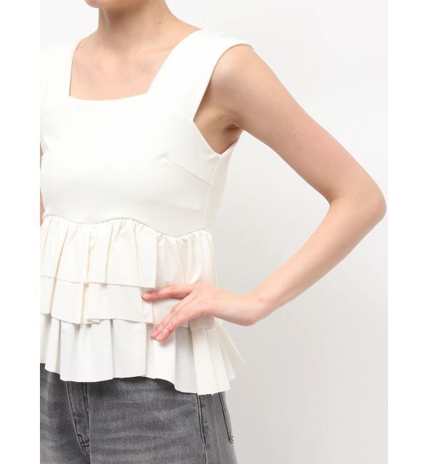 LAGUNAMOON「カーブペプラムカットノースリトップス」|Tシャツ・カットソー|