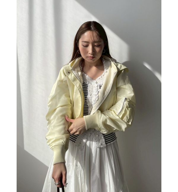 LAGUNAMOON「リブフリルハーフスリーブカーデニットプルオーバー」|カーディガン|