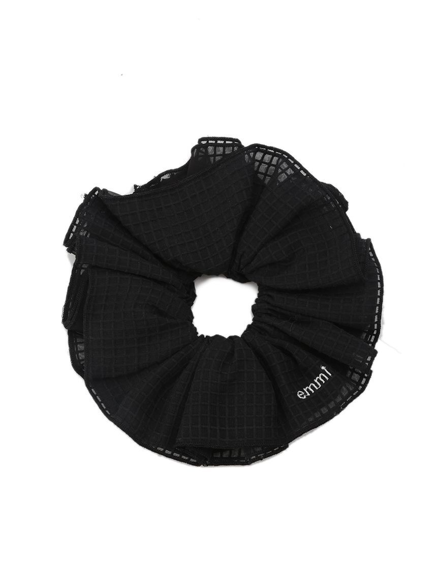 emmi atelier「チェックオーガンジーシュシュ」|ヘアバンド|BLK