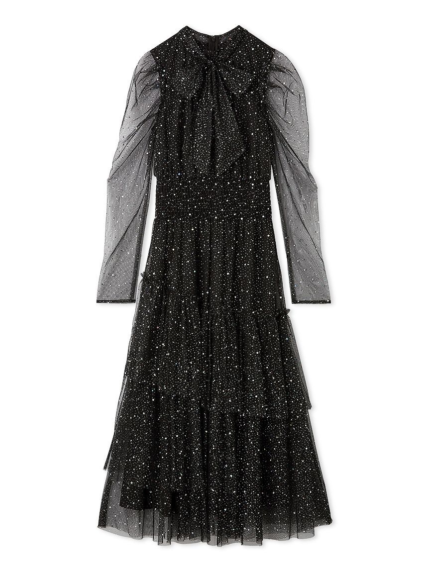 FURFUR「ロングスリーブラメチュールドレス」|ドレス|BLK