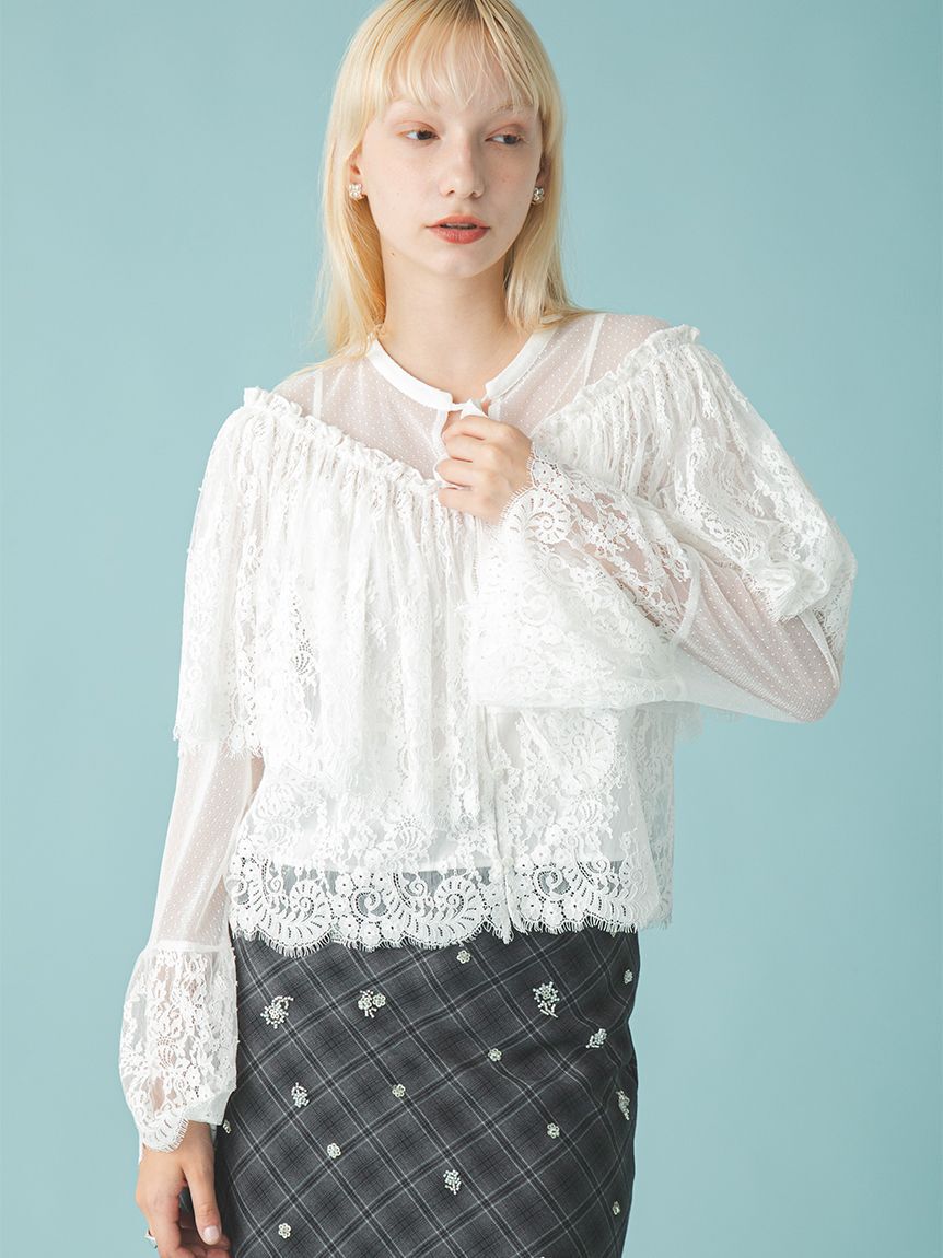 FURFUR「スカラップレースブラウス」|シャツ・ブラウス|