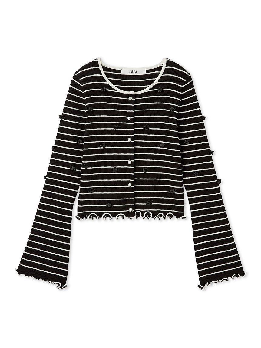 FURFUR「プティフラワーボーダーカーディガン」|カーディガン|BLK
