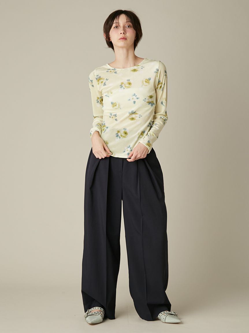 FURFUR「ぼかしフラワープリントシアープルオーバー」|Tシャツ・カットソー|