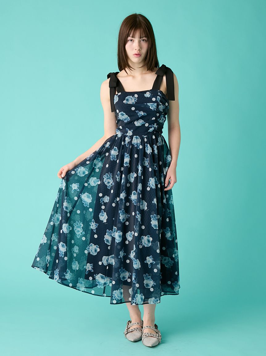 FURFUR「ぼかしフラワープリントワンピース」|ワンピース|NVY