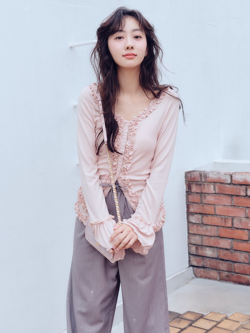 FURFUR「ビジュー付きイージーパンツ」|チノ|