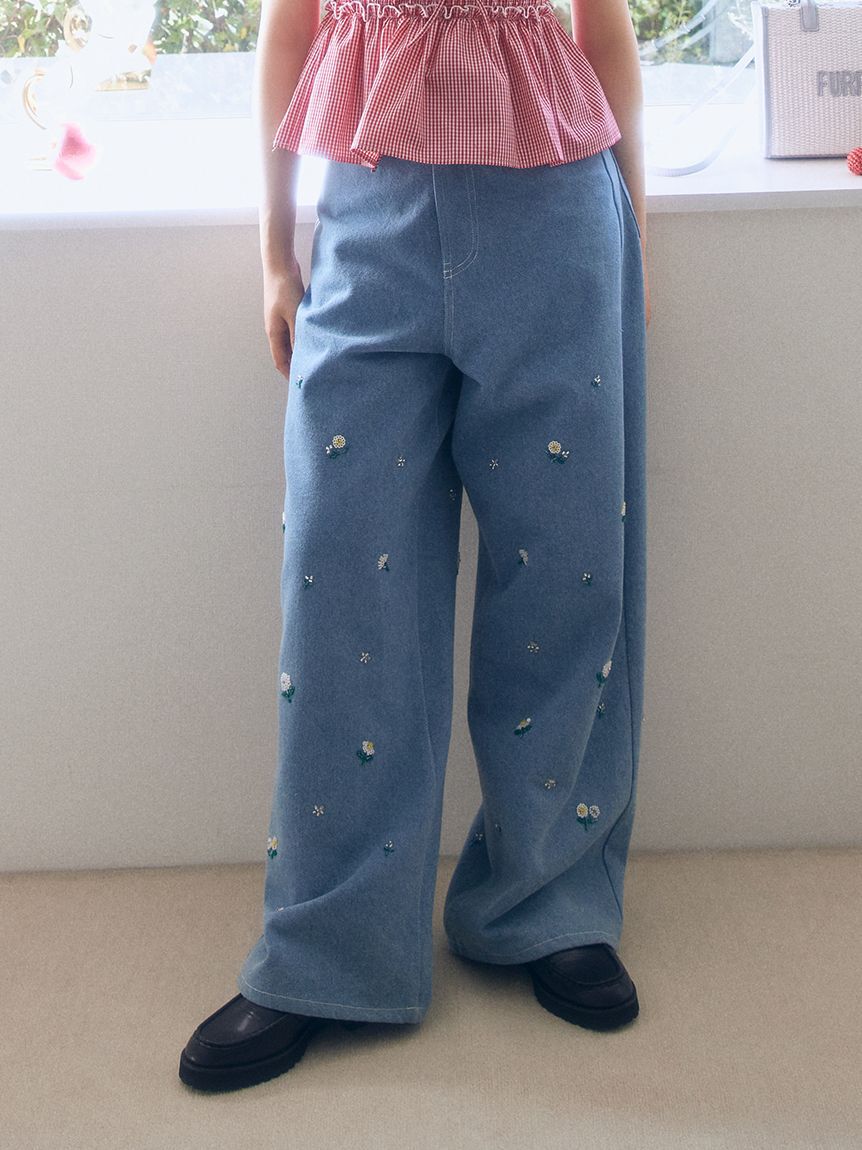 FURFUR「ビーズ刺繍デニムパンツ」|デニム|