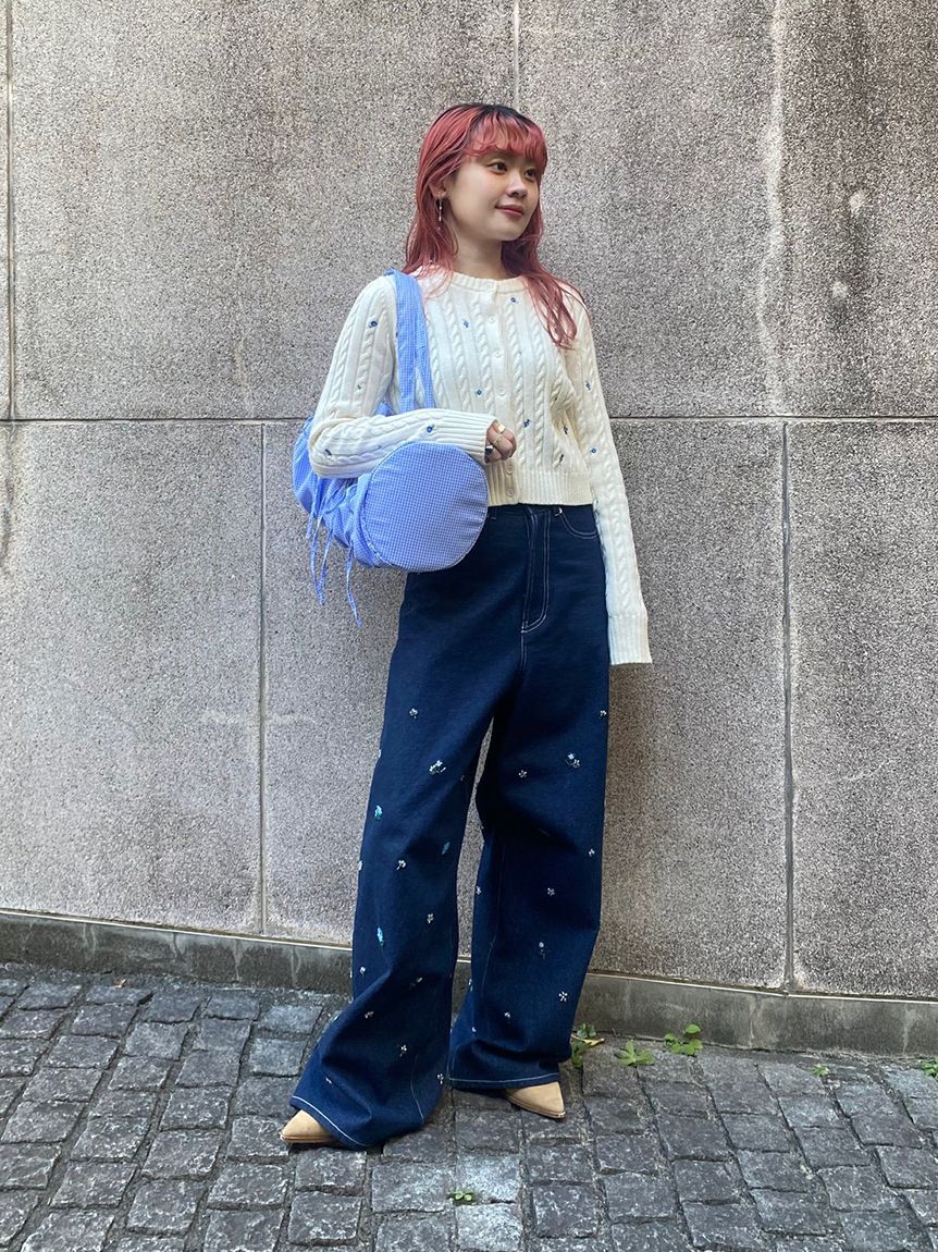 FURFUR「ビーズ刺繍デニムパンツ」|デニム|