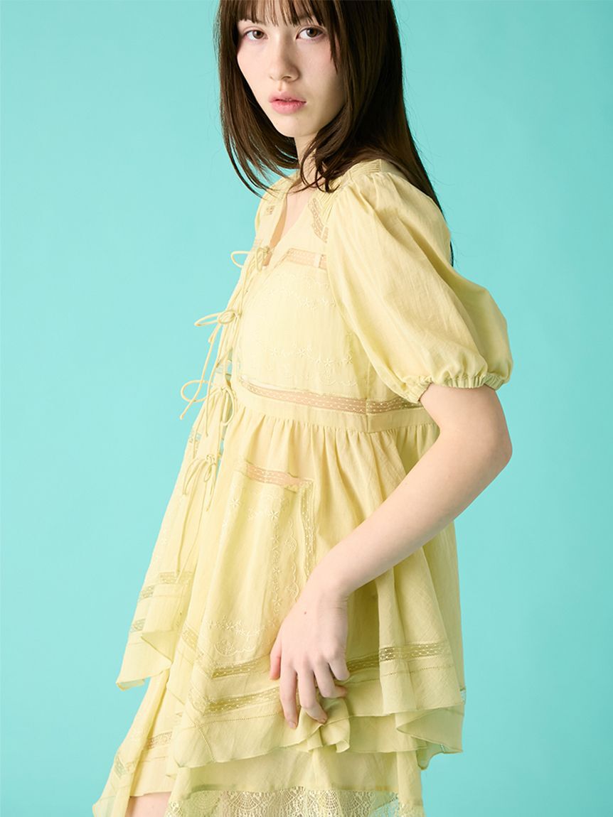 FURFUR「ハンカチ刺繍チュニックブラウス」|シャツ・ブラウス|